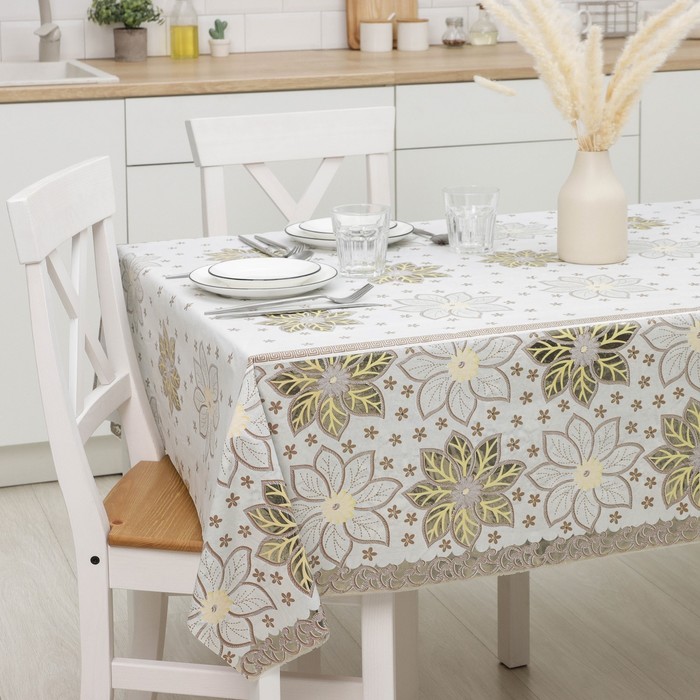 

Клеёнка ажурная Lace «Богатство цветов», ширина 137 см, рулон 20 метров, цвет золотой