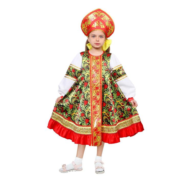 фото Русский народный костюм "рябинка" платье, кокошник, р.36, рост 134-140 см страна карнавалия