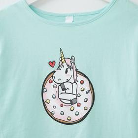 

Пижама женская (лонгслив, бриджи), цвет мятный/единорог, размер 44