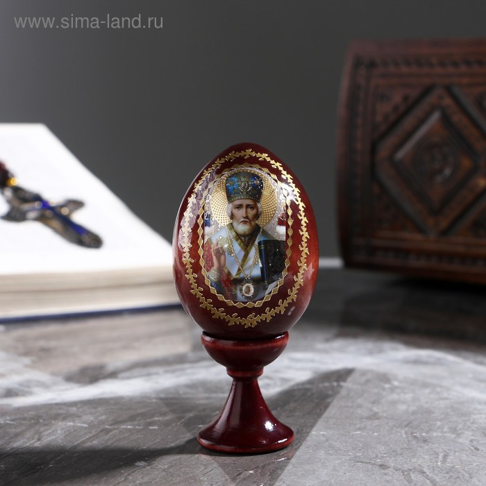 

Сувенир Яйцо на подставке икона "Николай Чудотворец"