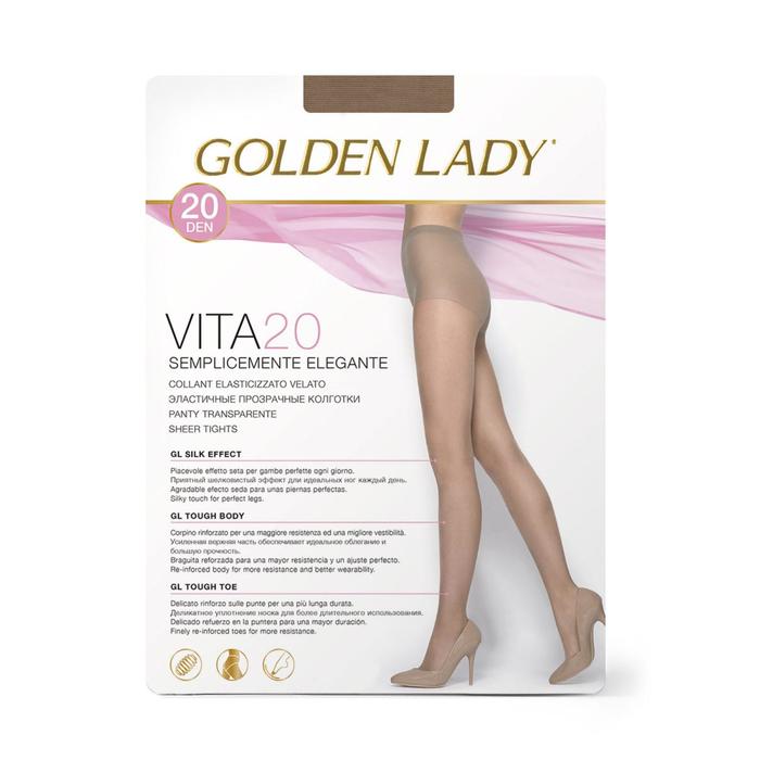 Колготки женские Golden Lady Vita, 20 den, размер 2, цвет playa