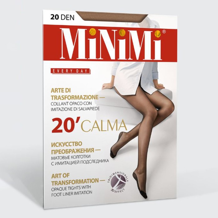 

Колготки женские MiNiMi CALMA 20 den 3D, цвет загар (daino), размер 5 (XL)