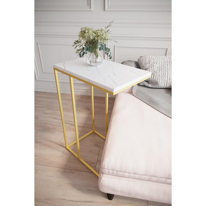 Стол приставной «Агами Голд», 500 × 310 × 705 мм, цвет белый мрамор стол придиванный агами 500 × 310 × 705 мм мдф цвет белый