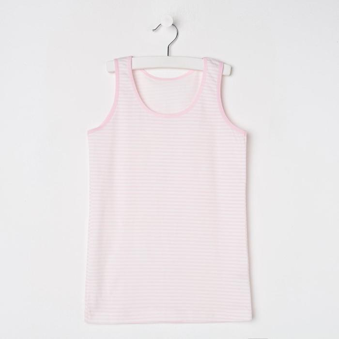 фото Майка для девочки, цвет белый/розовый полоска, рост 134-140 см (9/10) luxxa