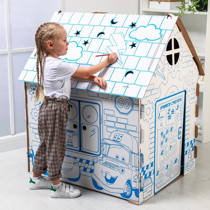 фото Дом из картона "дом-раскраска" набор для творчества, тачки, дисней disney