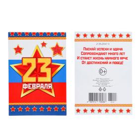 

Открытка-шильдик "23 Февраля" глиттер, триколор, звезды