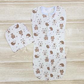 

Пелёнка на замке (кокон)+ шапочка «Лесные зверята» рост 62-68 см