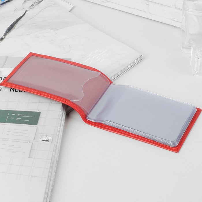 Визитница, 1 ряд, 18 листов, красный флотер