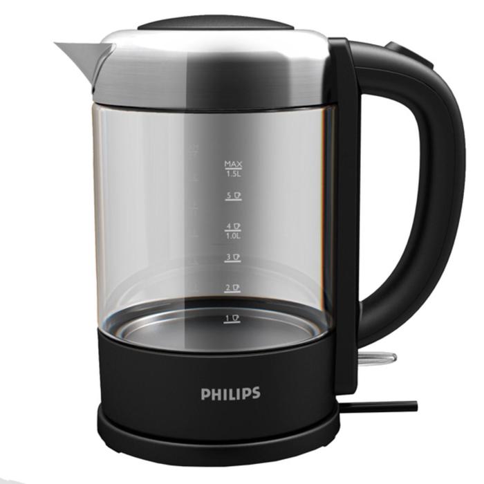Чайник Philips HD 9340/90, стекло, 1.5 л, 2200 Вт, чёрный