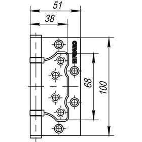 

Петля универсальная без врезки 500-2BB/BL 100x2,5 CF, цвет кофе