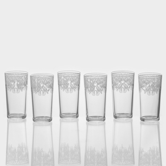 Набор высоких стаканов для коктейля «Кружево», 6 шт набор стаканов люблю для коктейля 250 мл 6 шт рисунок микс