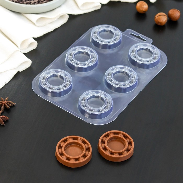 форма для шоколада и конфет пластиковая мини дед мороз размер ячейки 5×7 см цвет прозрачный Форма для шоколада и конфет «Подшипник мини», цвет прозрачный