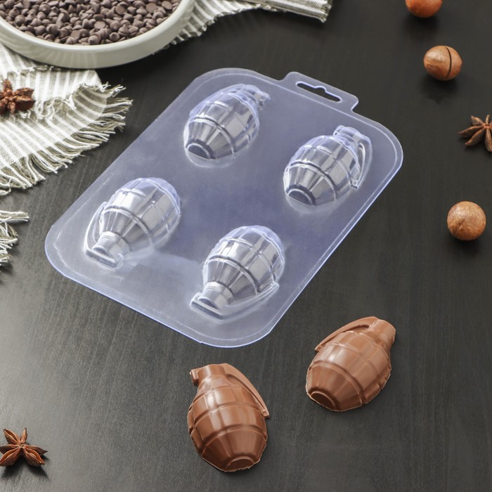 Форма для шоколада и конфет пластиковая «Лимонка двойная», цвет прозрачный форма для шоколада и конфет уточка двойная цвет прозрачный