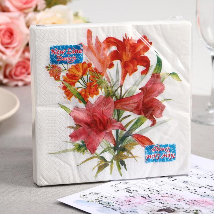 

Салфетки бумажные New Line FRESCO Лилия, 3-слоя 20 листов 33*33