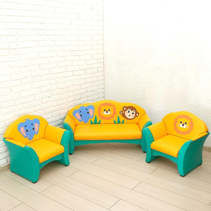 Комплект мягкой мебели «Зоопарк» комплект мягкой мебели мечта цвет сине жёлтый с пирамидками