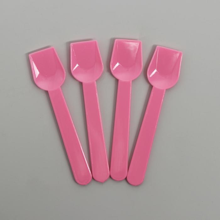 фото Ложки пластиковые, набор 12 шт., цвет розовый страна карнавалия