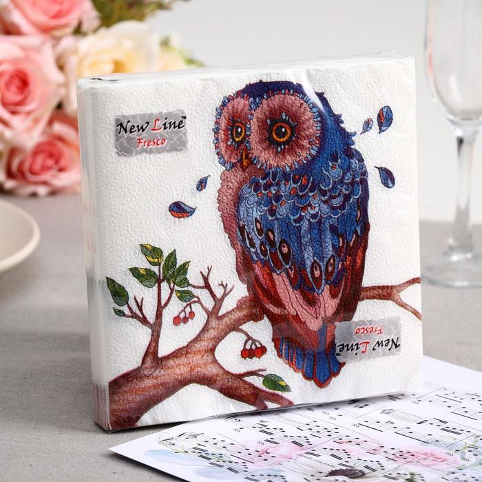 

Салфетки бумажные New Line FRESCO Сова, 2-слоя 20 листов 33*33