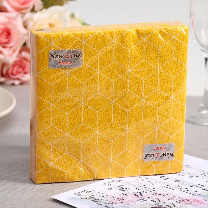 

Салфетки бумажные New Line FRESCO Кубики 3D жёлтые, 2-слоя 20 листов 33*33