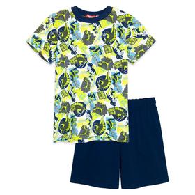 

Комплект для мальчиков из футболки и шорт, рост 140 см, цвет белый, тёмно-синий