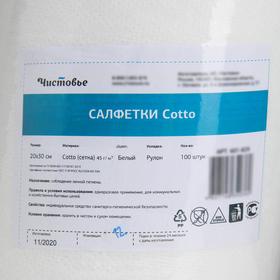 

Рулон салфеток одноразовых Чистовье, 20×30 см, спанлейс/сotto (сетка), 100 шт/уп, цвет белый