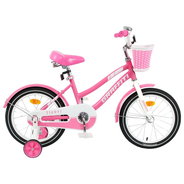 фото Велосипед 16" graffiti flower, цвет розовый/белый