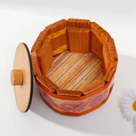 

Шкатулка деревянная "Золотая хохлома", h = 8 см, D = 10 см