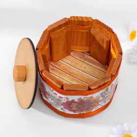 

Шкатулка деревянная "Золотая хохлома", h = 8 см, D = 10 см