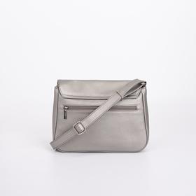 

Сумка-мессенджер, отдел на клапане, наружный карман, длинный ремень, цвет серебристый