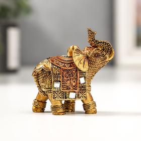 Сувенир полистоун 'Бронзовый слоник с попоной из арабского ковра' 6,5х5,7х2,8 см Ош