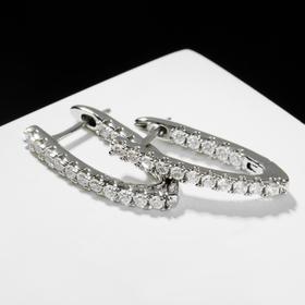 

Серьги со стразами "Галка" Атланта, h=2,5см, цвет белый в серебре
