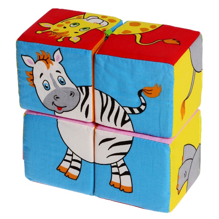 Развивающая игрушка - кубики "Собери картинку", животные Африки