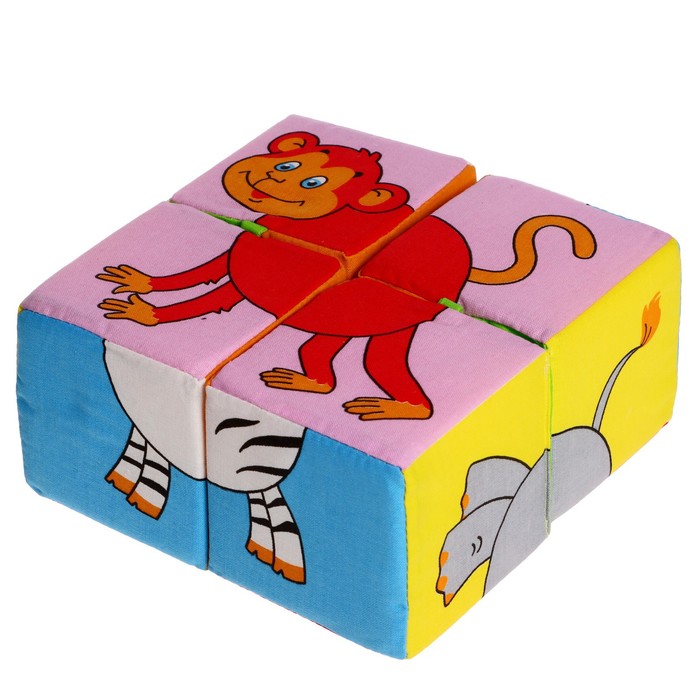 Развивающая игрушка - кубики "Собери картинку", животные Африки