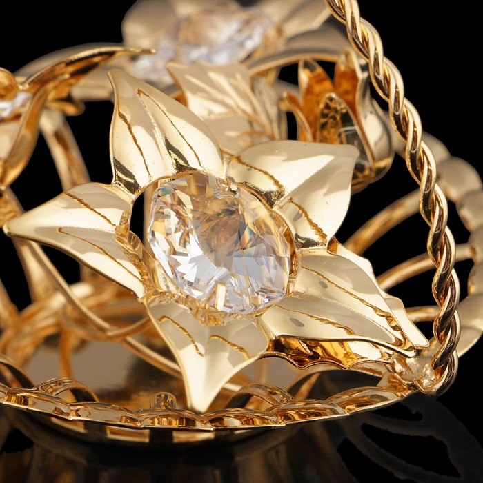 Сувенир «Корзиночка с цветами», 6,5×6,5×6,5 см, с кристаллами Сваровски