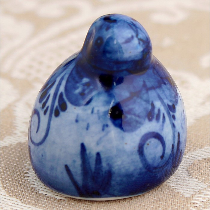 Сувенир «Ёж с яблоком», малый, 3 см, гжель