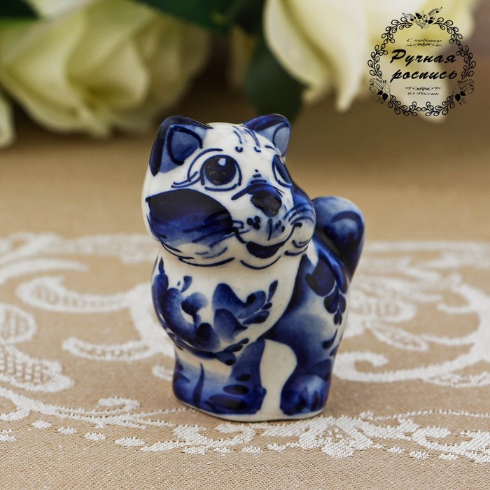 Сувенир «Милый кот», гжель, кобальт