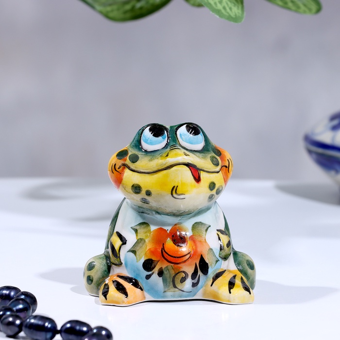 Сувенир «Жаба», средняя, гжель, цвет