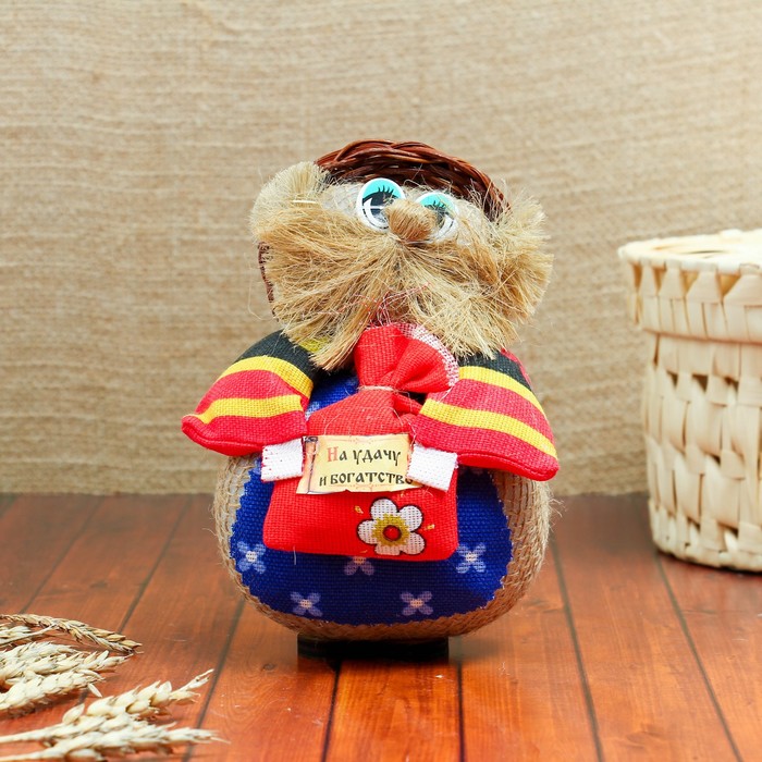 Оберег «Домовой Нафаня», в лаптях, 15 см, микс