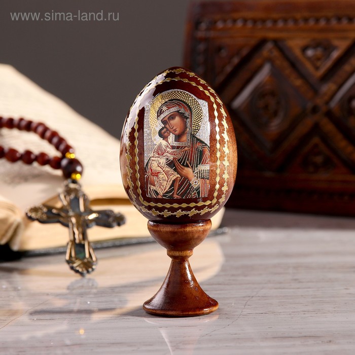 Фигурки с пасхальной темой  Сима-Ленд Сувенир Яйцо на подставке икона Божья Матерь Феодоровская