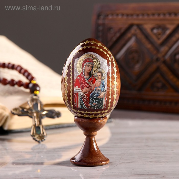  Сувенир Яйцо на подставке икона Божья Матерь Иверская