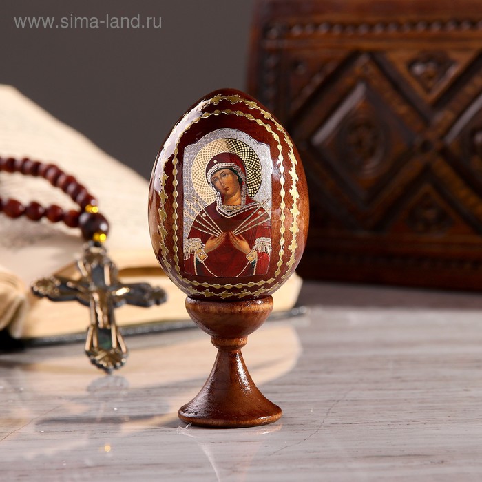 

Сувенир Яйцо на подставке икона "Божья Матерь Семистрельная"
