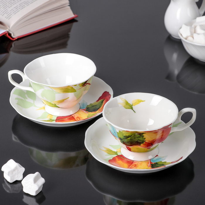 Сервиз чайный "Жаннет", 4 предмета: 2 чашки 250 мл, 2 блюдца