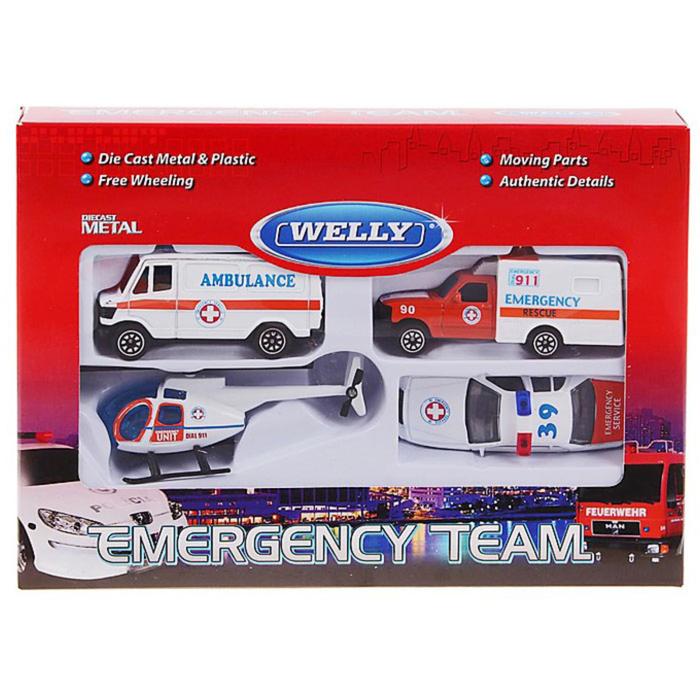 Набор из 4-х машин "Служба спасения - скорая помощь"