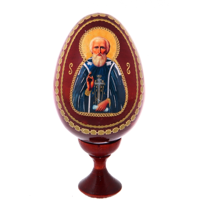 Сувенир Яйцо на подставке икона "Сергий Радонежский"