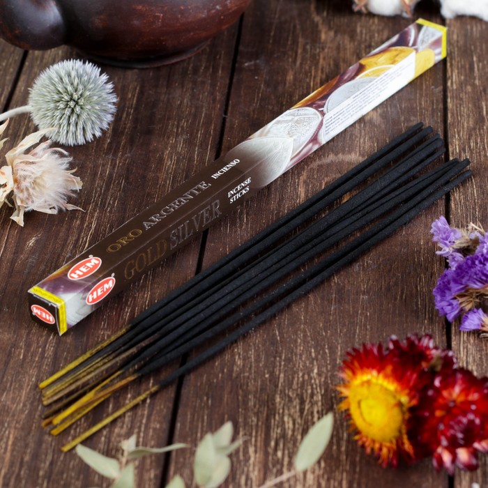 Благовония "HEM Gold & Silver" (Золото и серебро), четырехгранник, 8 палочек