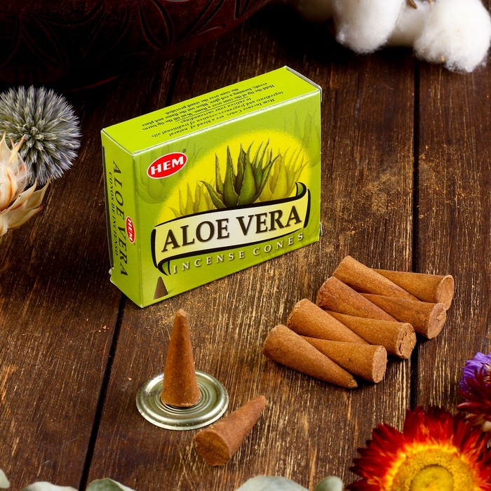 Благовония "HEM Aloe Vera" (алоэ), 10 конусов