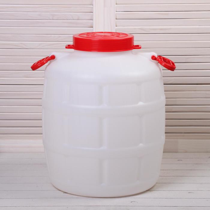 Фляга пищевая «Бочонок», 50 л, с навесными ручками, белая