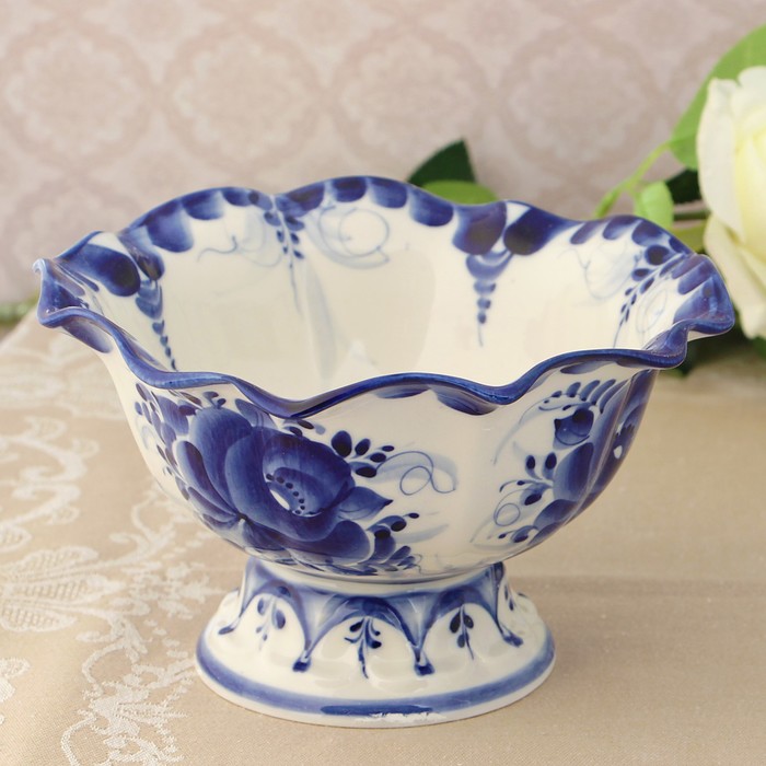 Конфетница «Тюльпан», 19х19х11 см гжель