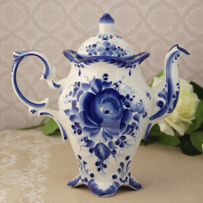 Кофейник «Апрель», 23х25х11 см, гжель