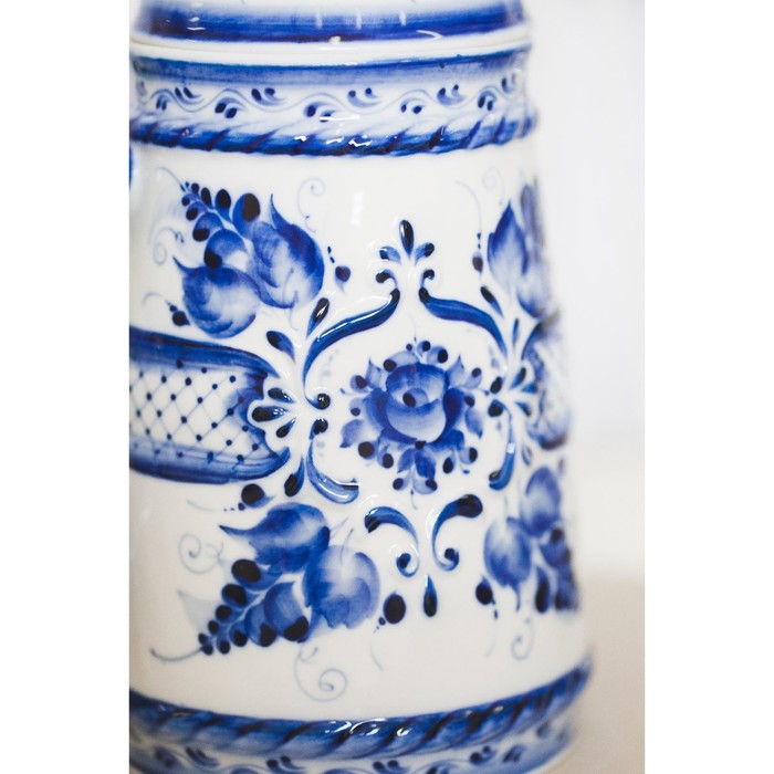 Кружка пивная с крышкой «Орёл», гжель, кобальт, 1.2 л