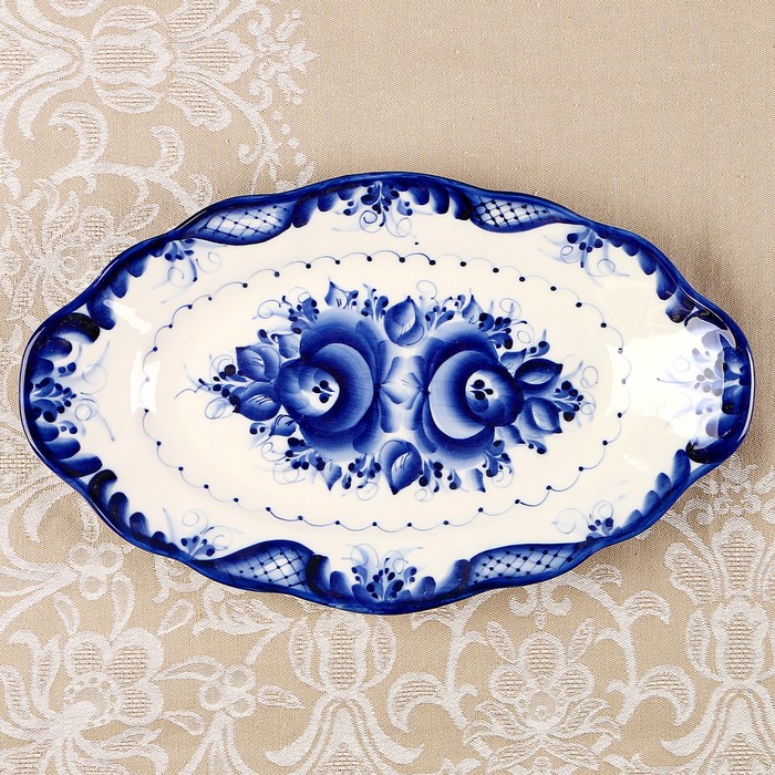 Лоток для рыбы 31х19х3 см гжель